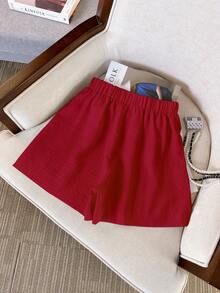 EMERY ROSE Women Two Pieces Outfits For Daily Wear - Burgundy - View 5