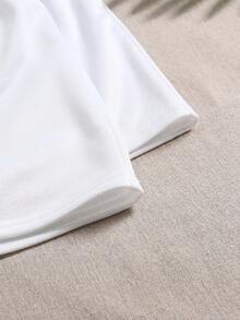 2pcs Tween Girls' Casual Solid Color Knit Wide Leg Shorts - White - View 5