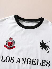 SHEIN 男童休闲简约优雅T恤，采用牙签褶设计，面料舒适，适合夏秋穿着。 - 白色 - 查看 4