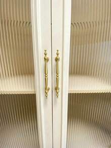 SHEIN 1pc Luxury Gold European Style Drawer Pull Handle, Unique Vintage Elongated Design, Exquisite Decor With Smooth Details, Fits Cabinets, Wardrobes, Kitchen, Bedroom Furniture, Comes With Screws For Installation - copper wire drawing - View 9