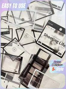 [Shooting Life Series] 1 gói/20 miếng Khung ảnh phim đen trắng DIY dán Ngày lễ tình nhân, Đám cưới ngày lễ tình nhân, Sinh nhật - Đen và trắng - Xem 1