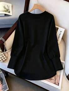 Resyla 女士百搭时尚纽扣装饰圆领休闲上衣，适合日常穿着 - 白色 - 查看 2