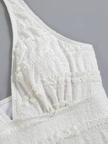 Swim Oasis Conjunto de biquíni feminino plus size de alta qualidade, com alças halter e cintura marcada, em tecido jacquard tricotado, modelo casual para o dia a dia e perfeito para praia e férias. Coleção 2026. - Branco - Ver 4