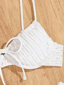 Swim Basics 女式訂做顏色前扣性感比基尼套裝，帶托裡，無Push Up，適用於度假 - 白色 - 查看 7