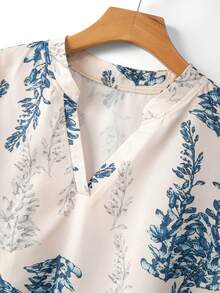 Linhara Plus Size Women Summer Casual Notched Neck Printed Shirt - Multicolor - View 4