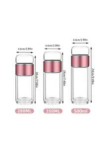 1pc Glass Tea Infuser Bottle, Double-Layer Glass Water Bottle With Filter, Loose Leaf Tea Steeper, Portable Tea Maker, Borosilicate Glass, Leak-Proof, Separate Tea Leaf Compartment, Suitable For Cold & Hot Drinks, Travel, Office, Home Use, Adult Healthy Gift - Multicolor - View 3