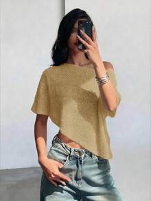 Aloruh Áo kiểu nữ dáng suông, màu trơn, phong cách thường ngày, thích hợp cho kỳ nghỉ. - Lạc đà - Xem 7