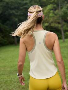 In My Nature Áo tank top nữ kiểu racerback phối màu tương phản, thích hợp mặc hàng ngày, mùa hè. - Màu be - Xem 3