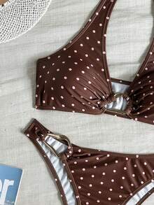 Swim Basics 女士热带波点印花比基尼两件套，休闲度假 - 彩色 - 查看 5