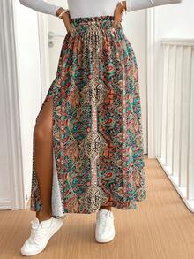 SHEIN Frenchy Váy xòe xẻ cao dáng suông dành cho nữ, họa tiết hoa, trang phục đi nghỉ mát, phong cách đồng quê. - Nhiều màu - Xem 5