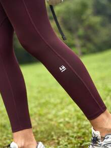 SHEIN In My Nature Women's Zip-Up Jacket And Leggings Outdoor Suit - Burgundy - View 6