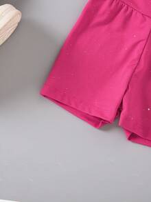 SHEIN 女童玫瑰红吊带背心和短裤运动套装 女童扎染两件套 女童两件套 女童运动服套装 幼儿两件套 - 玫紅色 - 查看 8