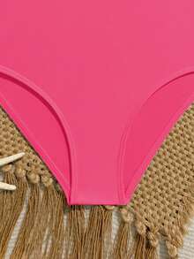 SHEIN 少女可爱玫红色连体泳衣，夏季海滩度假 - 彩色 - 查看 5