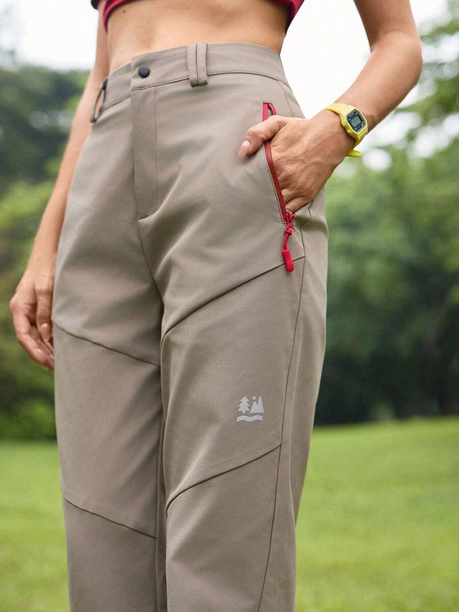In My Nature Quần leo núi thường ngày dành cho nữ, có túi khóa kéo. - Màu Khaki - Xem 1