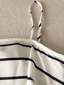 Linhara CURVE Plus Size Women Striped Ruffle Hem Camisole Dress - Multicolor - View 5