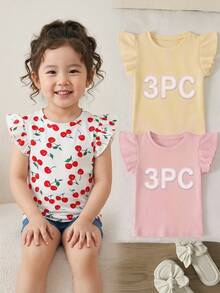 SHEIN Kids Random 6 PC Send 3 PC T-Shirt Classic Round Neck Cap Sleeve Design T-Shirt - Multicolor - View 8