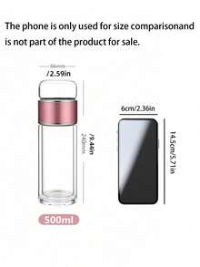 1pc Glass Tea Infuser Bottle, Double-Layer Glass Water Bottle With Filter, Loose Leaf Tea Steeper, Portable Tea Maker, Borosilicate Glass, Leak-Proof, Separate Tea Leaf Compartment, Suitable For Cold & Hot Drinks, Travel, Office, Home Use, Adult Healthy Gift - Multicolor - View 4