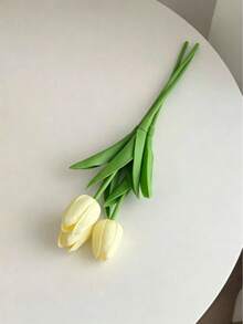 Artificial Tulip Fake Flowers, Realistic Simulation Floral Decor For Living Room Bedroom Home Ornament - Apricot - View 3