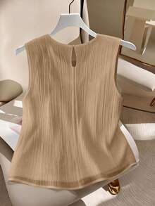 GlowEve CURVE Plus Size Women Summer Casual Solid Color Tank Top - Khaki - View 2