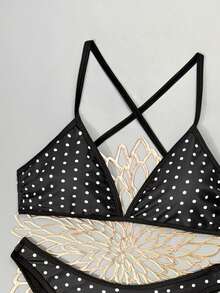 Swim Vcay Bộ bikini tắm biển mùa hè nữ họa tiết chấm bi gợi cảm - Đen và trắng - Xem 5