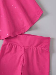 SHEIN 女童玫瑰红吊带背心和短裤运动套装 女童扎染两件套 女童两件套 女童运动服套装 幼儿两件套 - 玫紅色 - 查看 13