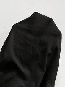SHEIN PETITE CURVE Plus Size Women Textured Casual Drawstring Waist Pocket Long Pants Fall - Black - View 8
