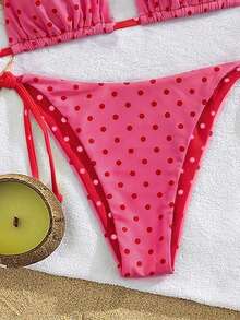Bộ bikini 2 mảnh Swim Mod mới về dành cho nữ, kiểu dáng thanh lịch, dễ thương, phong cách retro, có thể đảo mặt, thiết kế hai mặt với họa tiết chấm bi màu vàng chanh và nâu sô cô la, áo tam giác buộc dây cổ với dây nơ điều chỉnh được, quần bikini buộc dây bên hông, đồ bơi phong cách cottagecore Y2K cổ điển, hoàn hảo cho kỳ nghỉ hè ở bãi biển, tiệc bể bơi và những chuyến đi nghỉ dưỡng trên đảo nhiệt đới, cũng như không khí lễ hội âm nhạc. - Nhiều màu - Xem 7