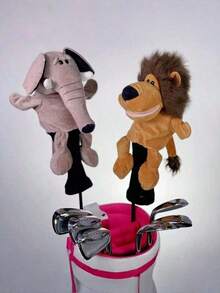 1 Piece Plush Cartoon Animal Golf Club Headcover, Cute Animal Golf Club Protector, Mixed‑Color Flannel Fabric, Ideal For Golf Enthusiasts, Golf Accessory, Sturdy & Durable, Adorable - Multicolor - View 8