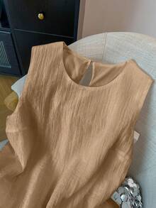 GlowEve CURVE Plus Size Women Summer Casual Solid Color Tank Top - Khaki - View 3