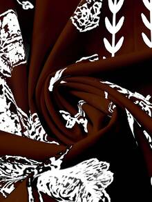 Linhara Versatile Mid-Sleeve V-Neck Floral Print Casual Shirt, Suitable For Commuting, Vacation, Fits Multiple Occasions, Plus Size - Brown - View 5