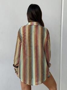 Aloruh 女款新款條紋寬鬆襯衫短褲套裝，休閒度假穿搭，百搭泳裝女式泳衣女款海灘穿搭女款海灘套裝女款海灘裝女款海灘裝女款海灘裝女款海灘裝女款優雅海灘泳裝海灘時尚女款罩衫海灘罩衫女款海灘罩衫女款罩衫泳裝女款海灘罩衫優雅女款海灘罩衫 - 彩色 - 查看 2