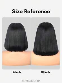 BreezeEase Tóc giả kiểu Yaki thẳng, tóc thật, đã cắt sẵn, kiểu ren 4x4, dài 8-14 inch, đường chân tóc đã được tỉa sẵn, không cần keo dán, sẵn sàng sử dụng. Tóc giả ngắn kiểu Yaki, mật độ 180%, dành cho nữ, màu đen tự nhiên. - Natural Black - Xem 5