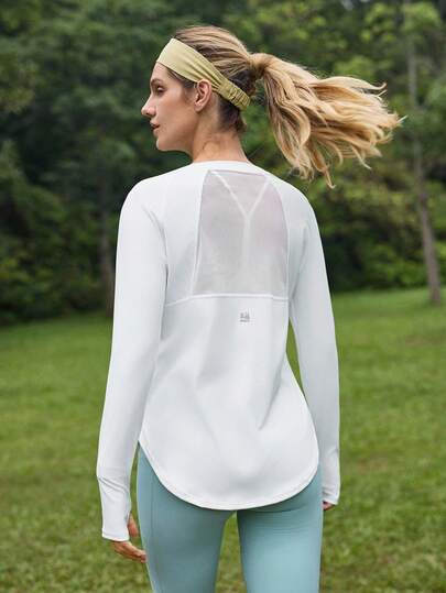 In My Nature Women's Breathable Mesh Patchwork Yoga/Pilates/Running/Fitness T-Shirt, High Elasticity, Skin-Friendly, Purple, Fingerless Design, Suitable For Summer Outdoor Activities