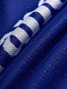 GALLERY FADE Men's Contrast Color Patchwork Short Sleeve Knit Top, Football - Blue - View 5