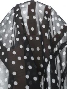 Modelyn Plus Size Women's Elegant Polka Dot Chiffon Skirt, Suitable For Commuting Fall - Black - View 3