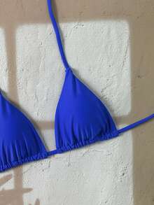 Elavelle Women Bikini Tops Tie Back Plain Lucu - Royal Blue - View 9