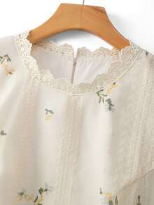 GlowEve CURVE Blusa de mujer talla grande de verano elegante y de moda con cuello redondo, sin mangas, bordado floral y patchwork de encaje - Albaricoque - Ver 5