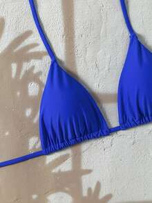 Elavelle Women Bikini Tops Tie Back Plain Lucu - Royal Blue - View 8