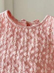 Cozy Pixies Baby Girl Sleeveless Solid Color Round Neck Vest With Bow Decor - Baby Pink - View 5