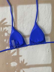 Elavelle Women Bikini Tops Tie Back Plain Lucu - Royal Blue - View 7