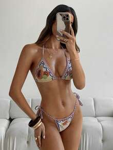 Aloruh Bộ bikini nữ mùa hè mới in họa tiết nhuộm tie-dye, đồ bơi gợi cảm cho các bữa tiệc âm nhạc, trang phục đi biển. - Nhiều màu - Xem 6