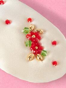 Popjeli Beaded Little Safflower Cute BB Clip,Y2K/Cute/Colorful/Chic,DIY,PINK,Summer/Beach/Prom/Part/Vacation/Travel,For Mom/Women/Girl/Mother,Heart,Floral - White - View 8