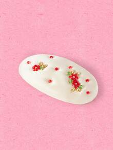 Popjeli Beaded Little Safflower Cute BB Clip,Y2K/Cute/Colorful/Chic,DIY,PINK,Summer/Beach/Prom/Part/Vacation/Travel,For Mom/Women/Girl/Mother,Heart,Floral - White - View 2