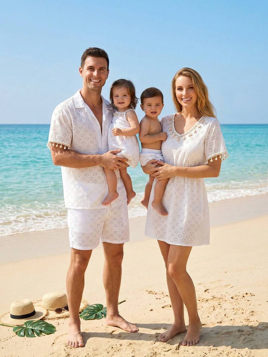 SHEIN Áo khoác ngoài bằng ren móc họa tiết vỏ sò, ren tua rua, màu trắng, chất liệu lưới, thời trang, phù hợp cho mùa hè, đi biển, kỳ nghỉ hè, kỳ nghỉ lễ Giáng sinh, lễ hội, năm mới, ngày lễ tình nhân, đồ bơi, váy hè nữ, váy trắng đi biển nữ, váy viền tua rua nữ, váy khoác ngoài nữ, váy đi biển nữ, váy khoác ngoài màu trắng nữ, váy dáng rộng nữ, váy tay ngắn nữ, váy móc nữ, trang phục đi biển mùa hè cho nữ. - trắng - Xem 1