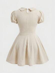 ROMWE Gothic Style Red Heart Embroidery Pattern Women's Mini Dress - Apricot - View 2