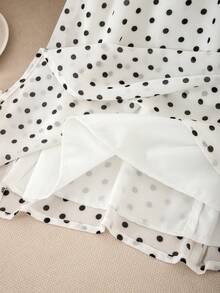 SHEIN Young Girl Woven Colorblock Polka Dot Pattern Casual Sleeveless Dress - Multicolor - View 10