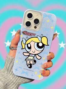 THE POWERPUFF GIRLS X SHEIN 1个官方授权飞天小女警泡泡闪亮蝴蝶结印花手机壳 | 可爱俏皮闪亮蓝色风格 | 全包软壳，大开口 | 防尘防水 | 兼容iPhone 16/15/14/13/12/11/Pro/Pro Max/X/XR/XS/XS Max/7/8/Plus。 - 藍色 - 查看 4