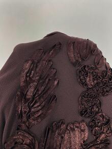 Silquee Robe à bretelles fines en tissu jacquard transparent et sexy pour femmes - Café - Voir 7