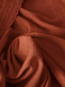 Rusticease Plus Size Women Lace Patchwork Jacket Autumn Casual Fall - Rust Brown - View 3