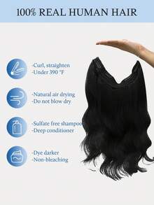 100% Real Human Hair Halo Extension Seamless Wire Hair Extension 12-16inch Straight Soft Touch Jet Black Color Skin Weft Remy Hair Extensions With Clips - S1 - View 8